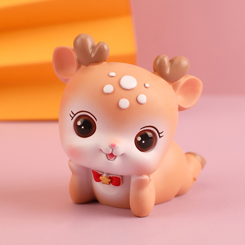 Beginner's Little Cute Resin Deer Decoration Girl's Heart Creative Home Decoration Student Gift Car Decoration Deer — image 5