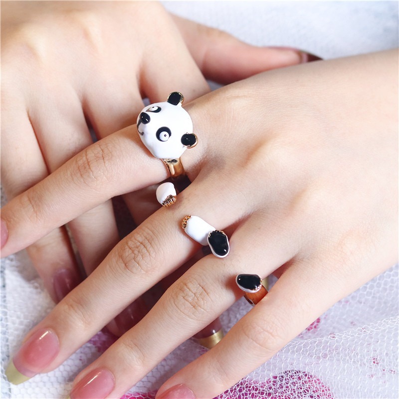 New Combination Ring Fashion Creative Panda Ring Can Be Split into Small Jewelry Combination Set Ring — image 2