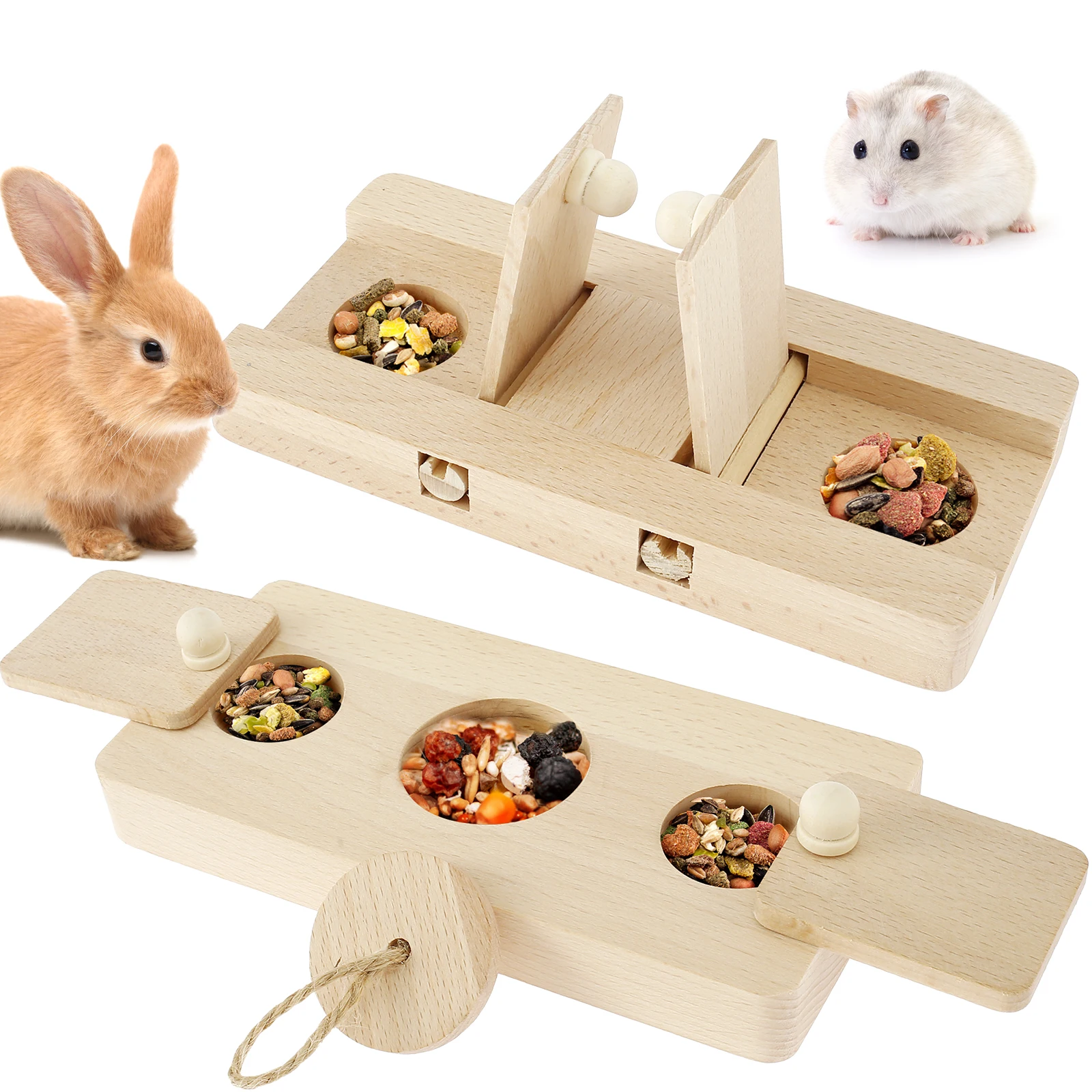 Juguetes de Forraje en Madera para Roedores 6 en 1 - Comida Interactiva para Conejos y Hamsters — imagen 1
