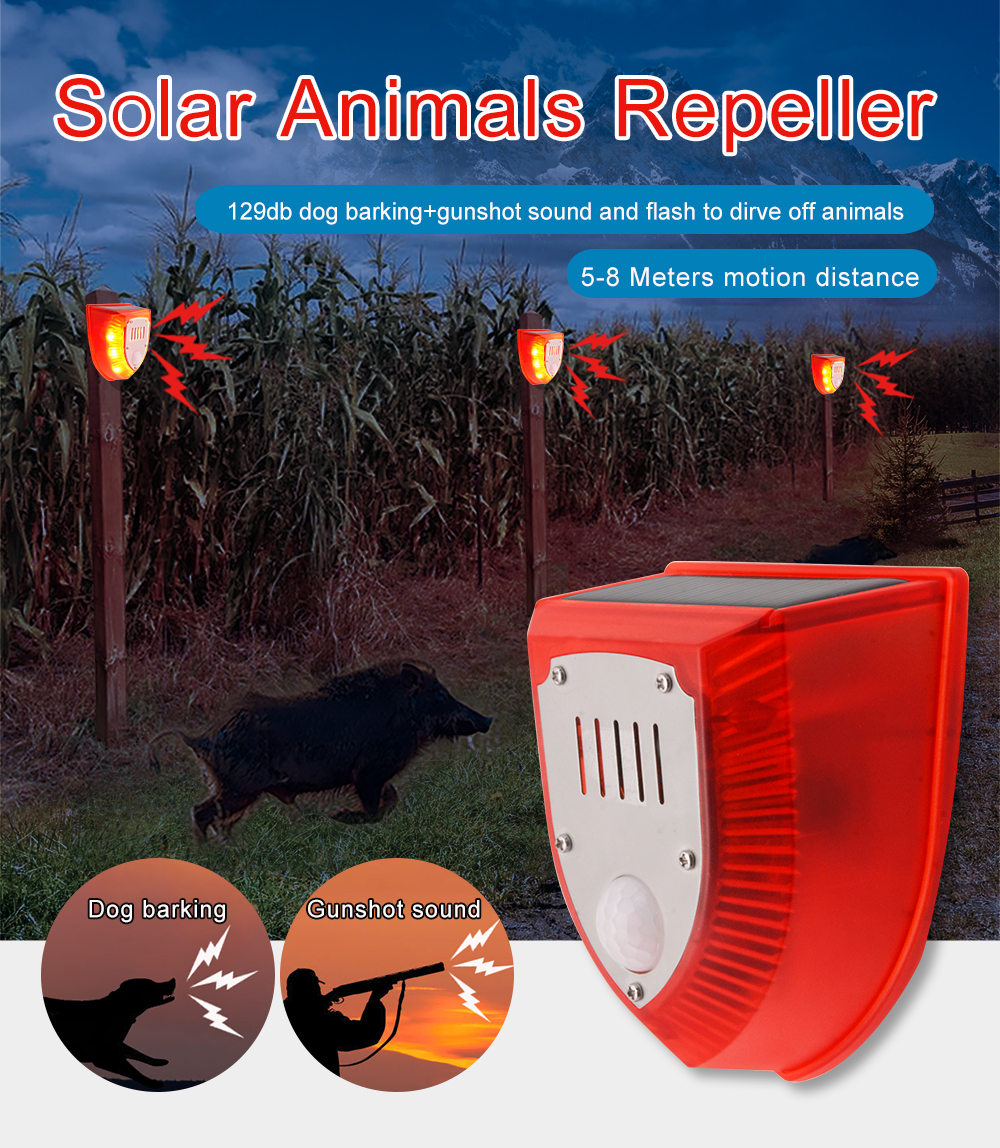 Solar Alarm Light Magnetic Pull Wire Alarm No False Alarm Farm Orchard Anti-Theft Wild Boar Animal Driver — image 4
