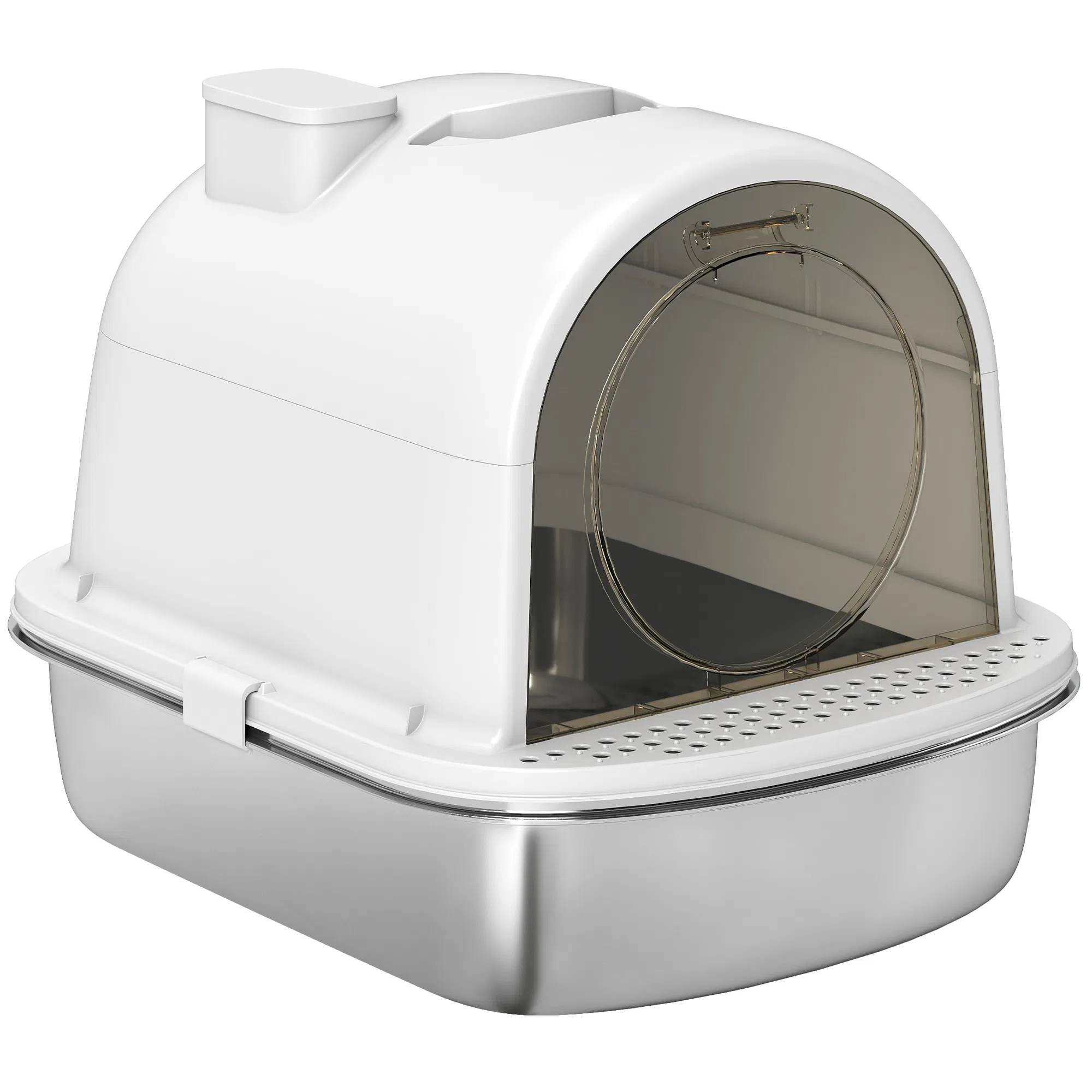 Enclosed Stainless Steel Litter Box, Metal Cat Litter Box with Scoop, Deodorizer Bag, Handle, Easy to Clean — image 1