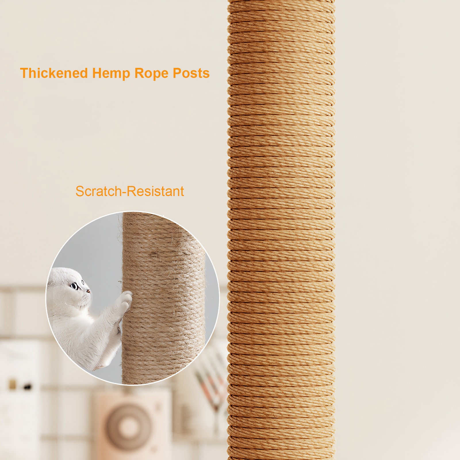 Torre para Gatos Moderna de 39.3", Rascador de Madera para Gatos de Interior, con Postes Rascadores Forrados de Sisal, Percha Superior, Condominio con Hamaca de Acrílico y Juguetes para Gatos Pequeños y Grandes — imagen 5