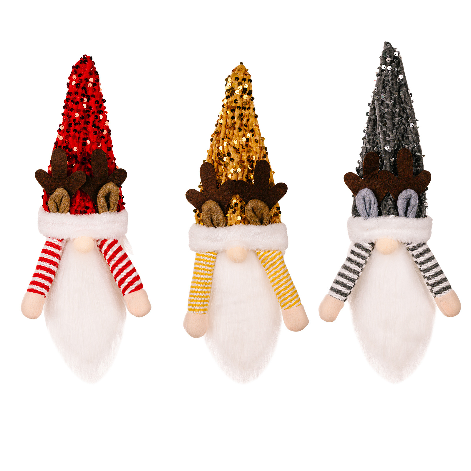 Christmas decoration items, sequins, red, yellow, black sequin caps, wine bottle covers, deer horn wine covers, red wine bottle caps — image 1