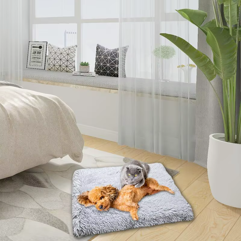 Plush Cat Bed House Cat Mat Cat Litter Plush Two-in-one Pet Mat Cat Winter Warm Dog House Sleeping — image 5