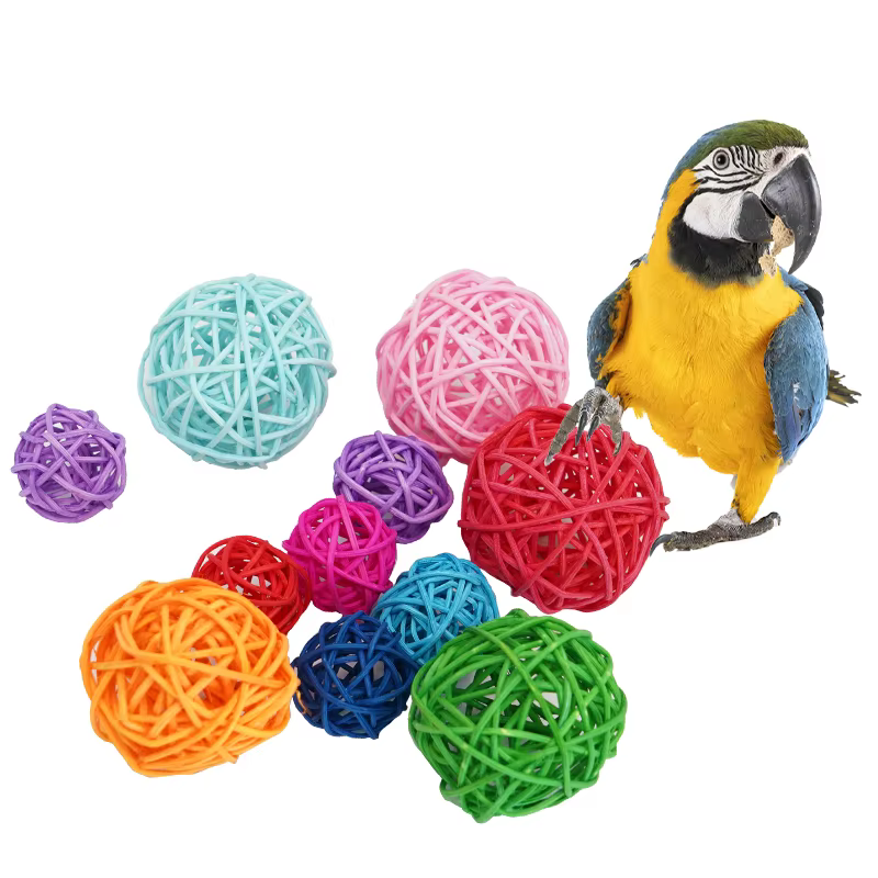 Juguetes para Pájaros de Mascota, Juguetes de Mordisco, Pelota de Rattan para Pájaros, Juguete para Guacamayos, Cacatúa, Periquitos, Juguetes de Juego y Mordisco, Juguetes para Jaulas de Pájaros 5pcs — imagen 1