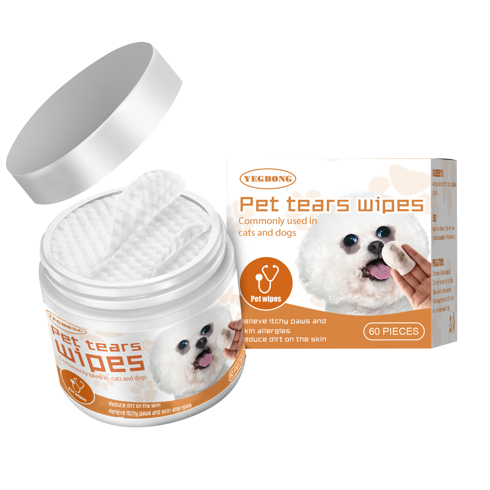 Limpieza de lágrimas para mascotas Yegbong - Paños suaves para ojos de perros y gatos — imagen 4