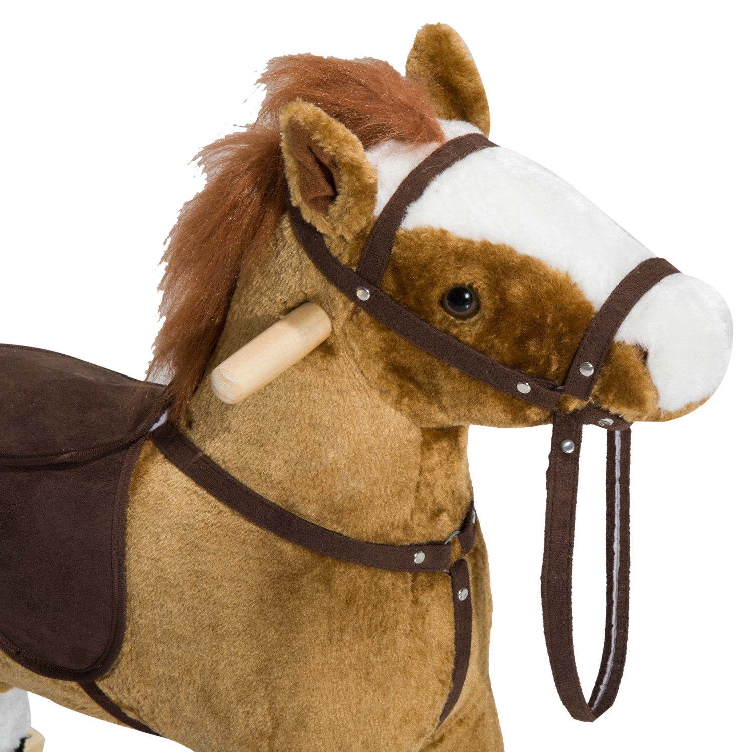 Kids Plush Toy Rocking Horse Pony Toddler Ride on Animal for Girls Pink Birthday Gifts with Realistic Sounds, Brown — image 2