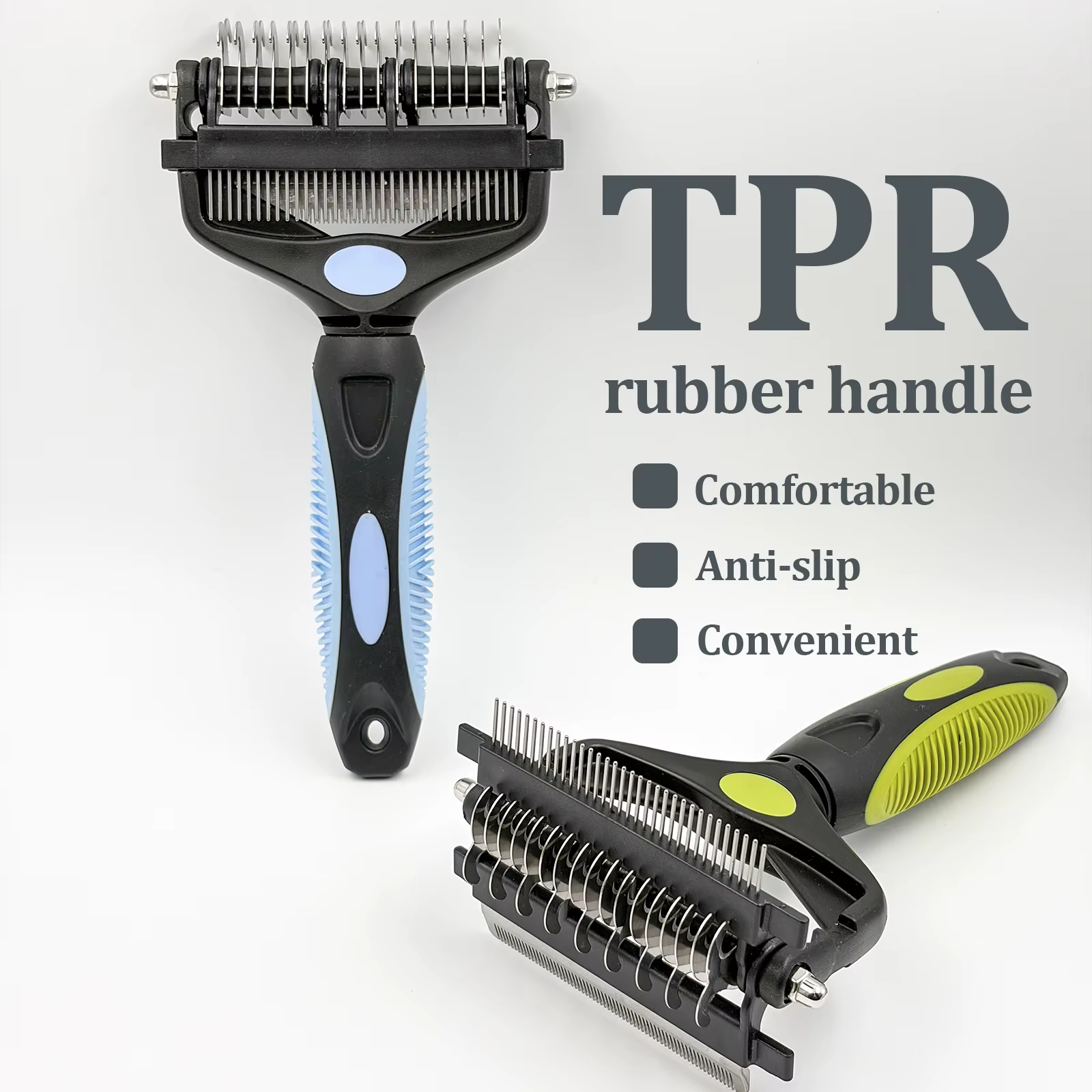 3 in 1 Pet Grooming Hair Brush Dog Deshedding Remover Double Sided Shedding Comb with Stainless Steel Teeth Fur Knot Cutter — image 2