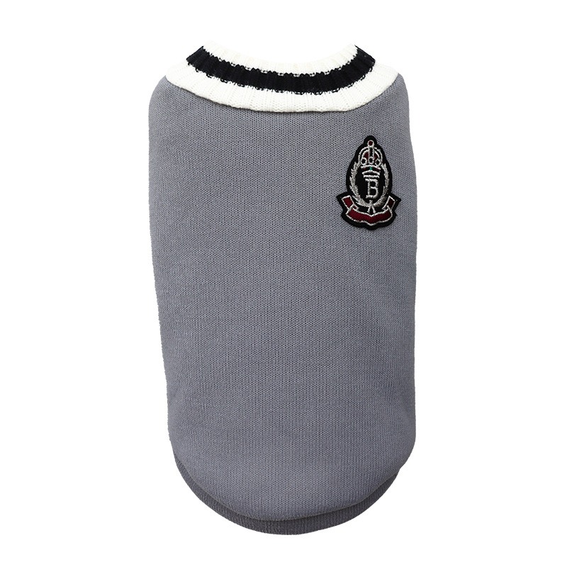 Ropa de Mascotas Estilo Universitario para Perros Vestido con Cuello V de Punto de Lana para Otoño e Invierno — imagen 2