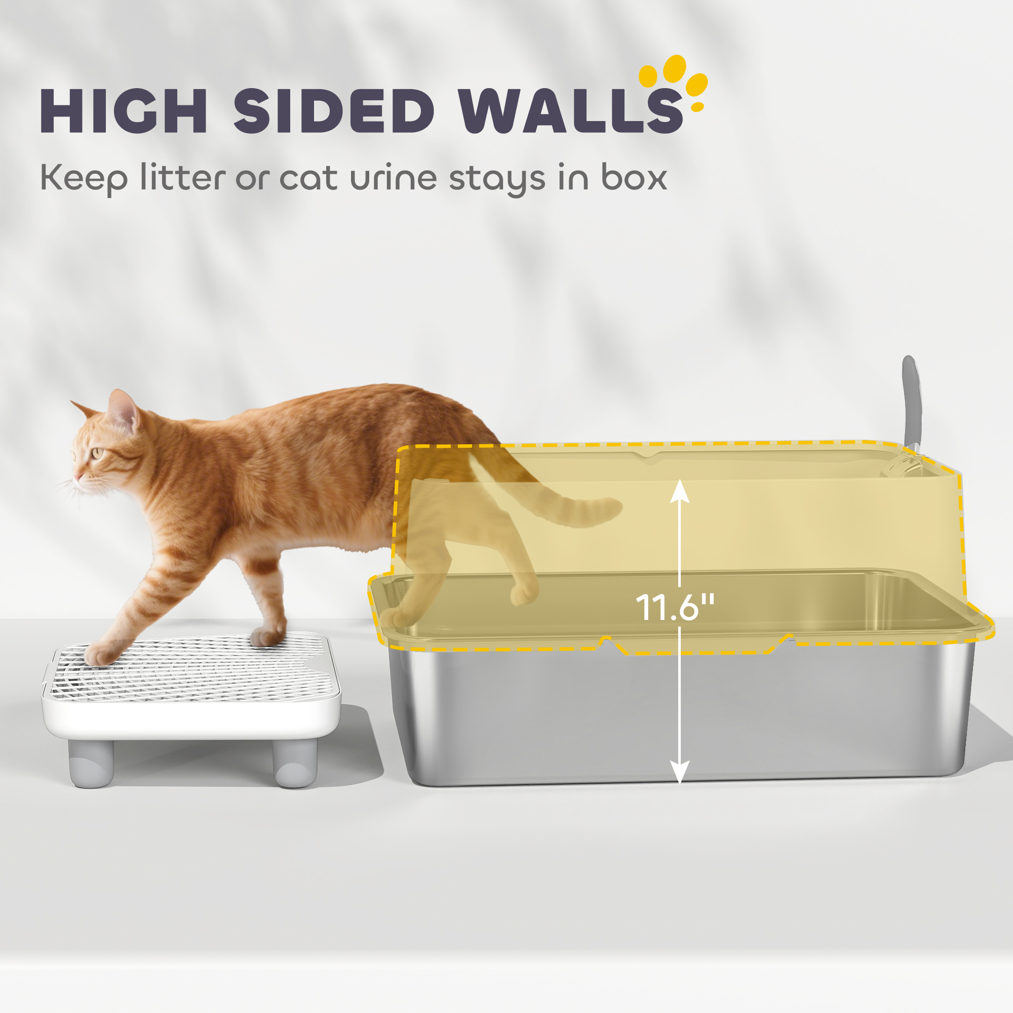 Extra Large Stainless Steel Cat Litter Box With Scoop & Pad, Anti-Urine Leakage, Easy Cleaning, Non-Sticky — imagen 2