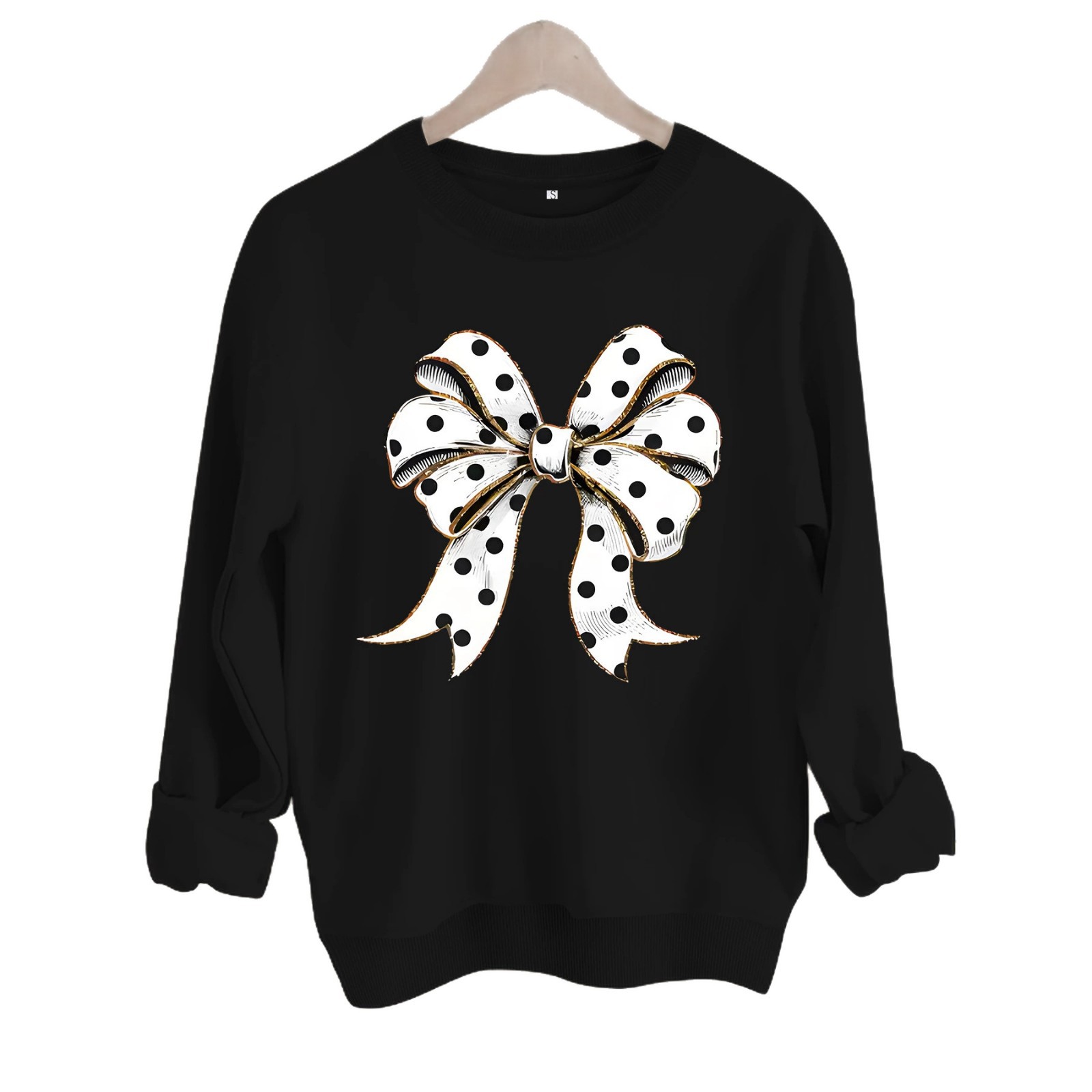Round neck polka dot butterfly print hoodie — image 1
