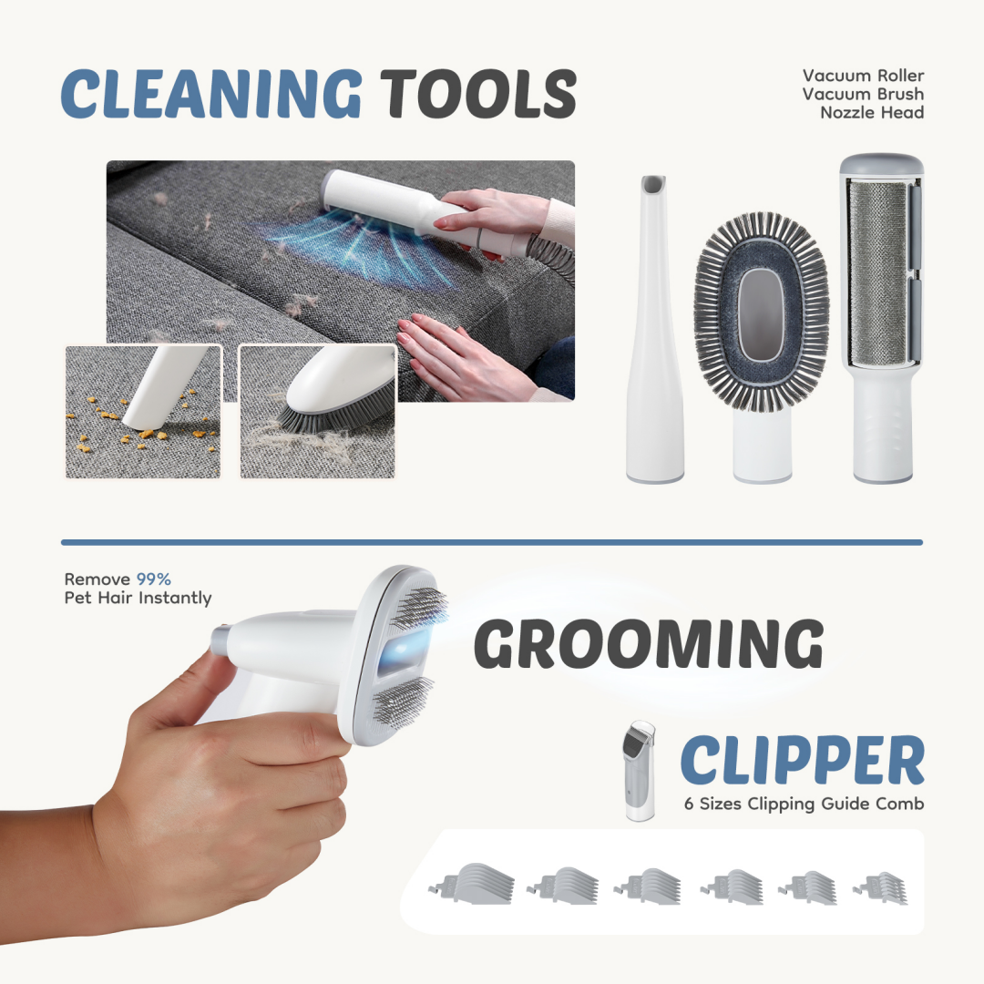 Tijeras de Peinado Profesionales para Perros con 2,5L, 3 Modos de Succión, Tijeras Cordless, 5 Herramientas para Peluqueros, Trimmer Silencioso para Pelo de Mascotas — imagen 12