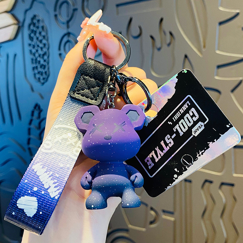 Creative Cartoon Cool Tide Gradient Bear Doll Chameleon Bear Key Chain Couple Bag Pendant Car Accessories — image 9