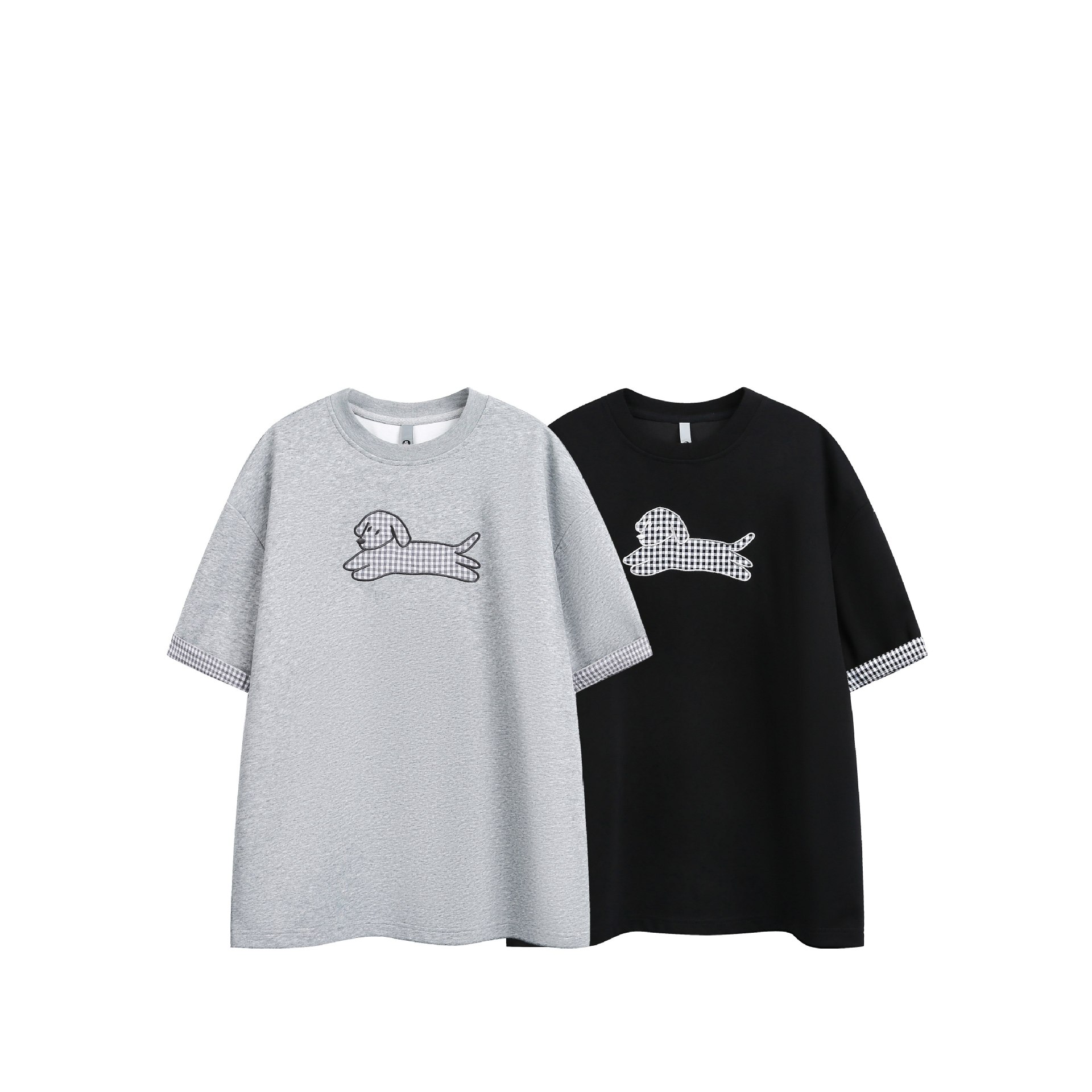 Dog Patch Embroidery Loose Casual Unisex Short Sleeve T-Shirt — image 6