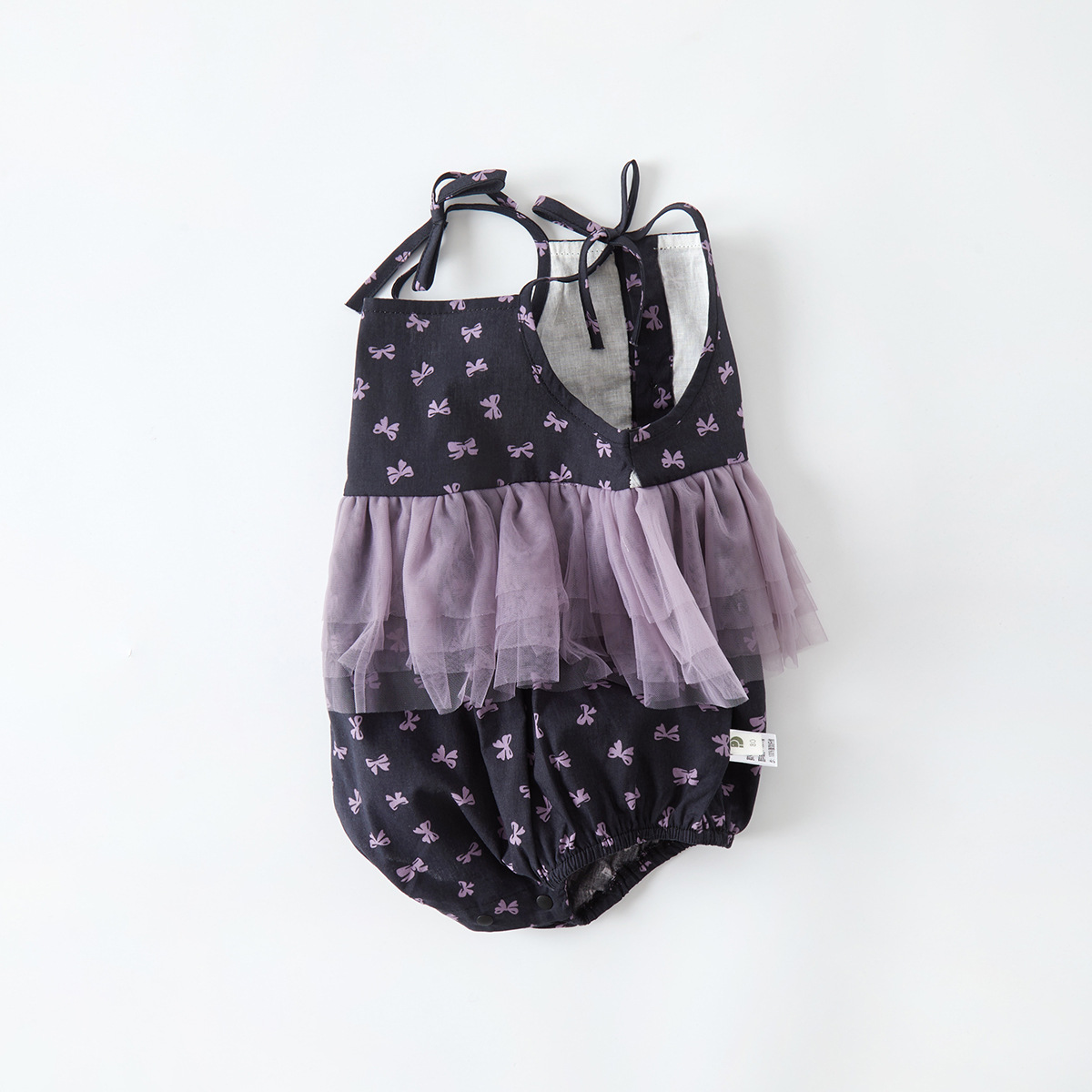 Baby Mesh Strap Romper Thin Print Butterfly Knot Onesie Bodysuit — image 4
