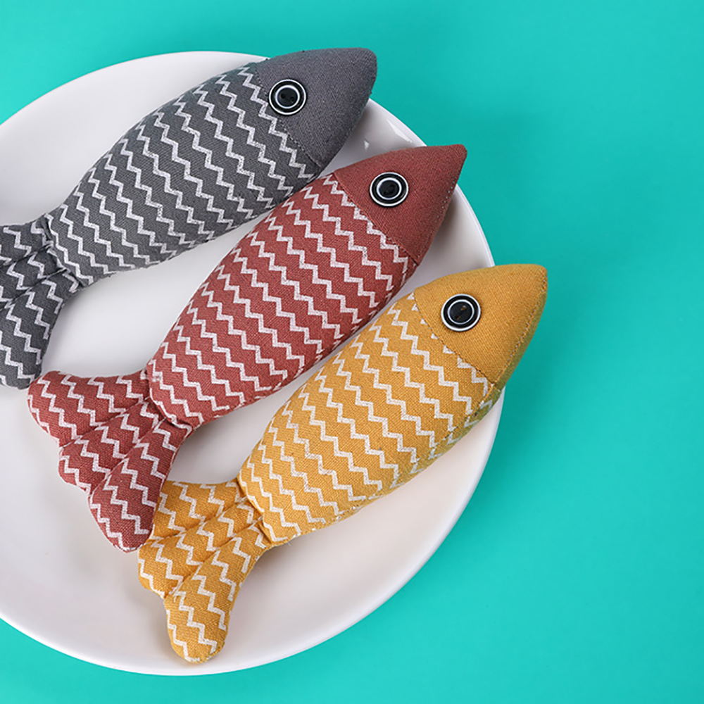 Juguete de Pescado de Catnip para Gatos, Cojín de Lona, Juguetes Interactivos para Kitten con Sonido y Textura — imagen 5