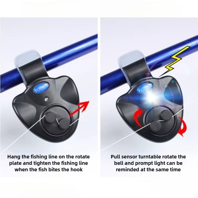 Fishing Bite Alarm Camping equipment Electronic Buzzer on fishing rod with Loud Siren Daytime Night Indicator With Battery — image 4