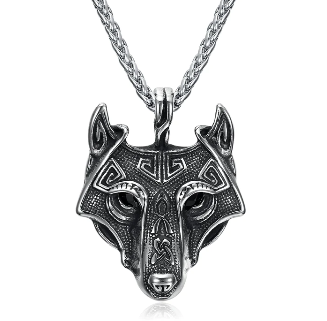 Cadena con Colgante de Cabeza de Lobo Gris Nórdico, Estilo Asgard — imagen 7