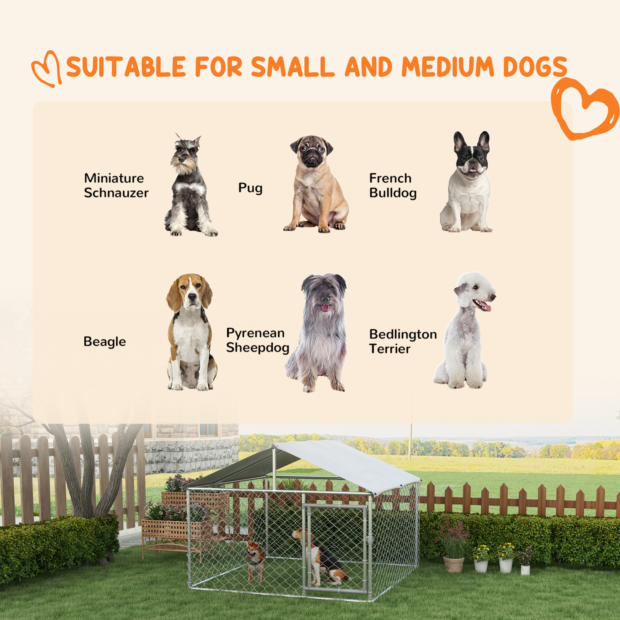 Casa para Perros al Aire Libre de 6.6x6.6x4.9 pies, Acabado en Plata con Techo Impermeable — imagen 4