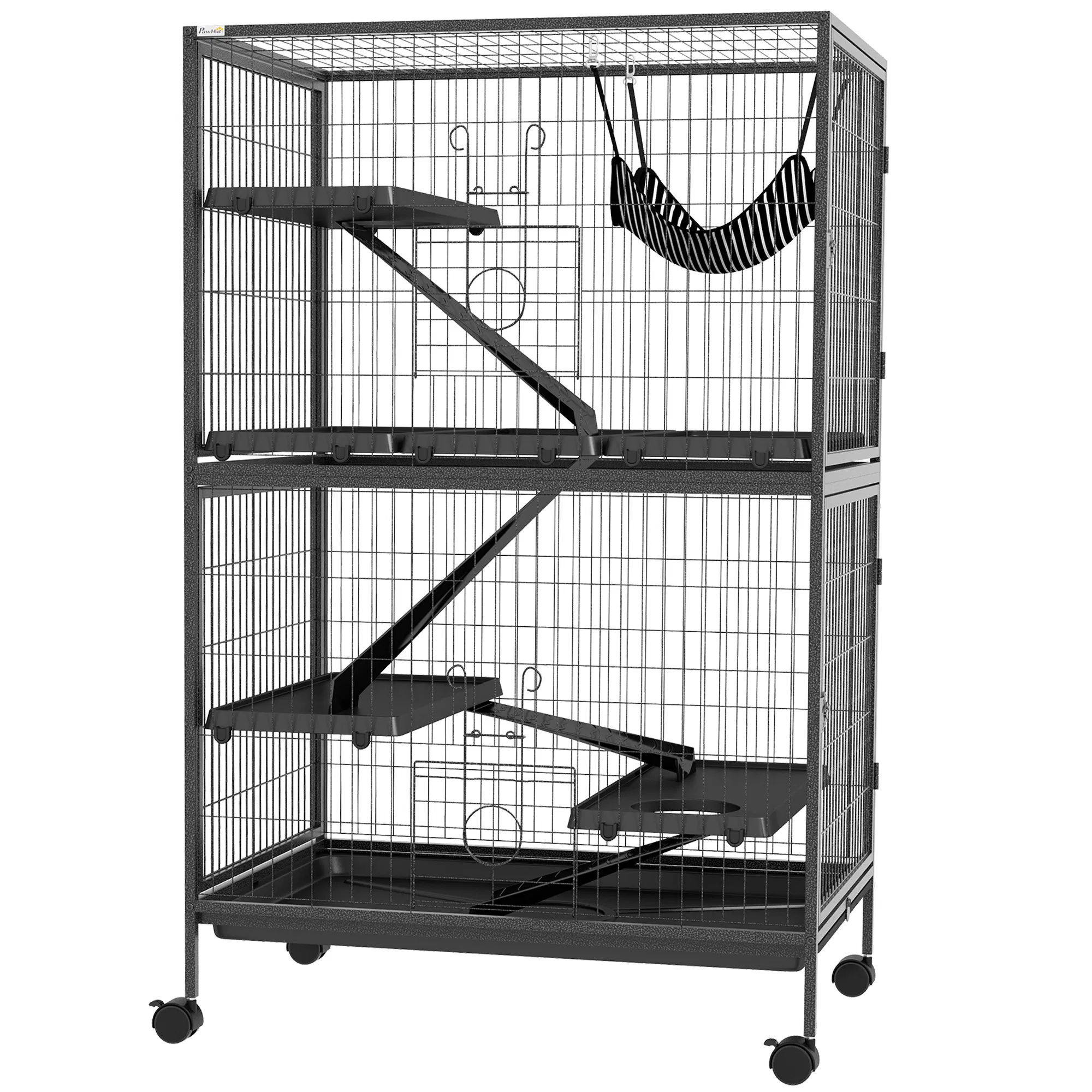 5-Tier Rolling Small Animal Cage, Deluxe Guinea Pig Cage, Ferret Cage for Mink Chinchilla Kitten Rabbit, Grey — image 1