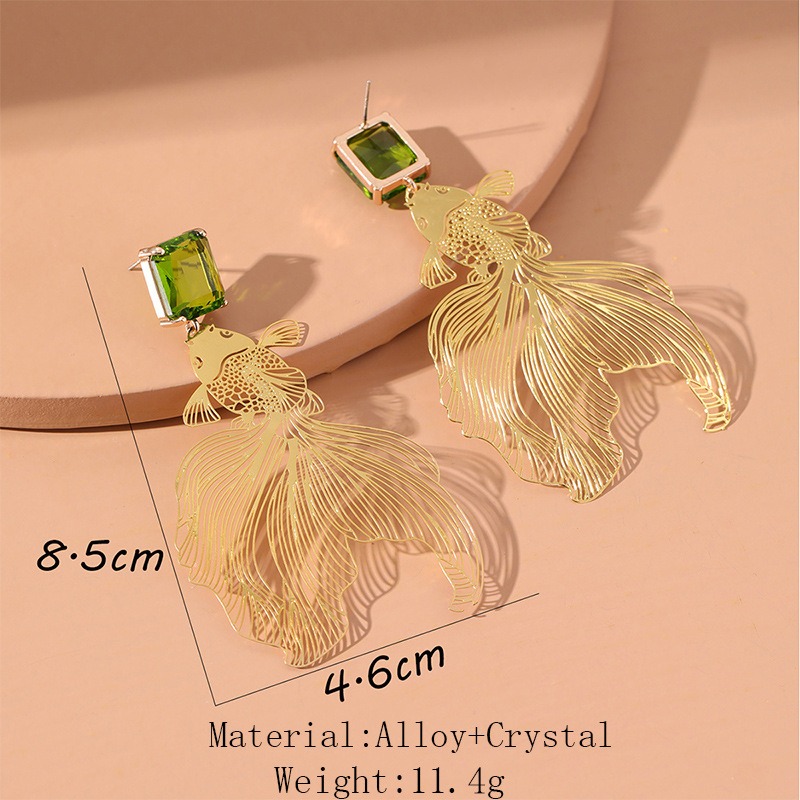 Pulseras de peces dorados con diamantes grabados a mano y accesorios de moda — imagen 4