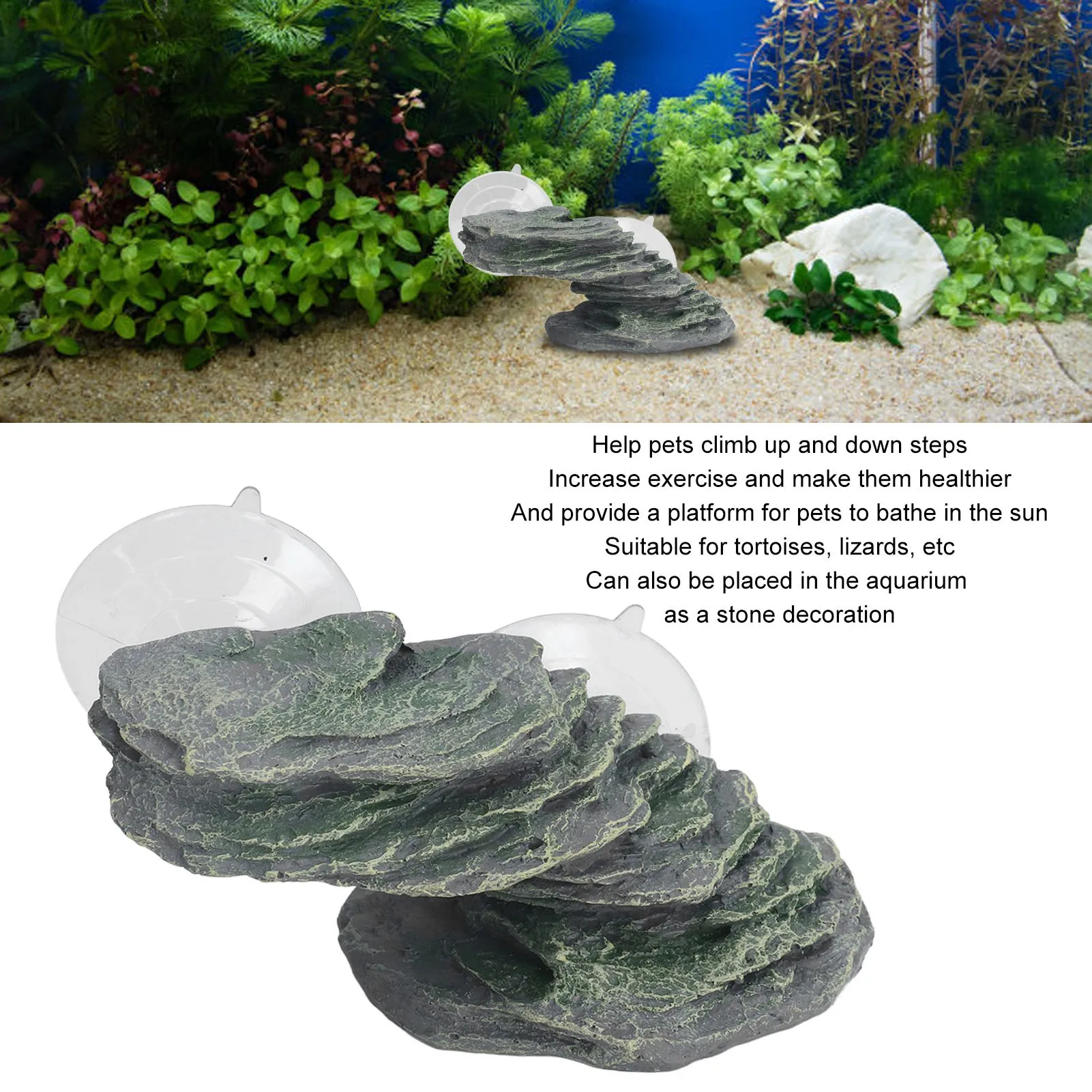 Resin Tortoise Climbing Lifelike Reptile Basking Dock Toxic Aquarium Ornament Safe Exercise Ladder for Fish — image 1