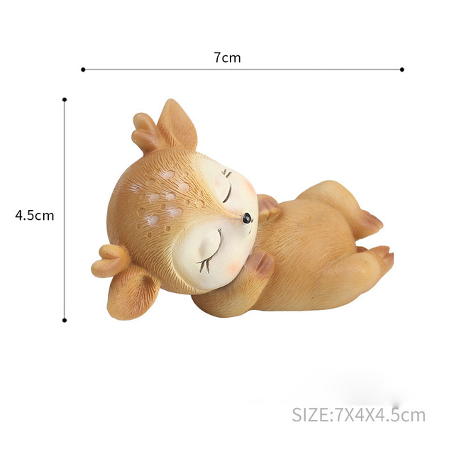 Resin Sleeping Baby Deer Mini 3D Elk Christmas Ornaments Cute Decor for Home Garden Car Xmas Party Table Decoration Kids Gift — image 12