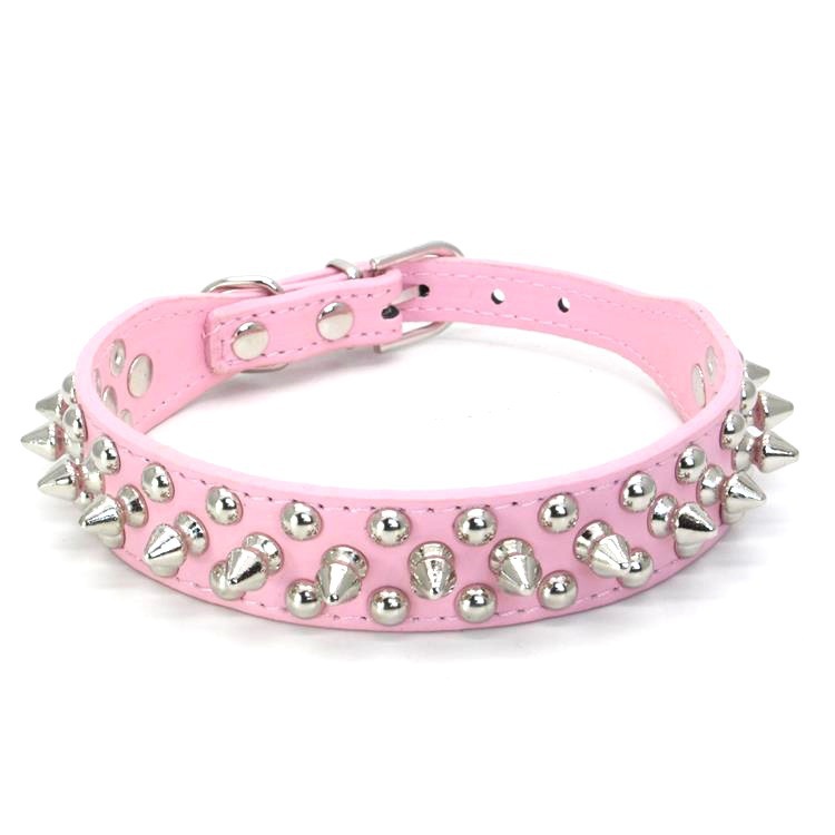 PU Leather Round Head Anti Bite Pet Collar Cool Rivet Nail Bullet Nail Punk Cat Dog Collar — image 4