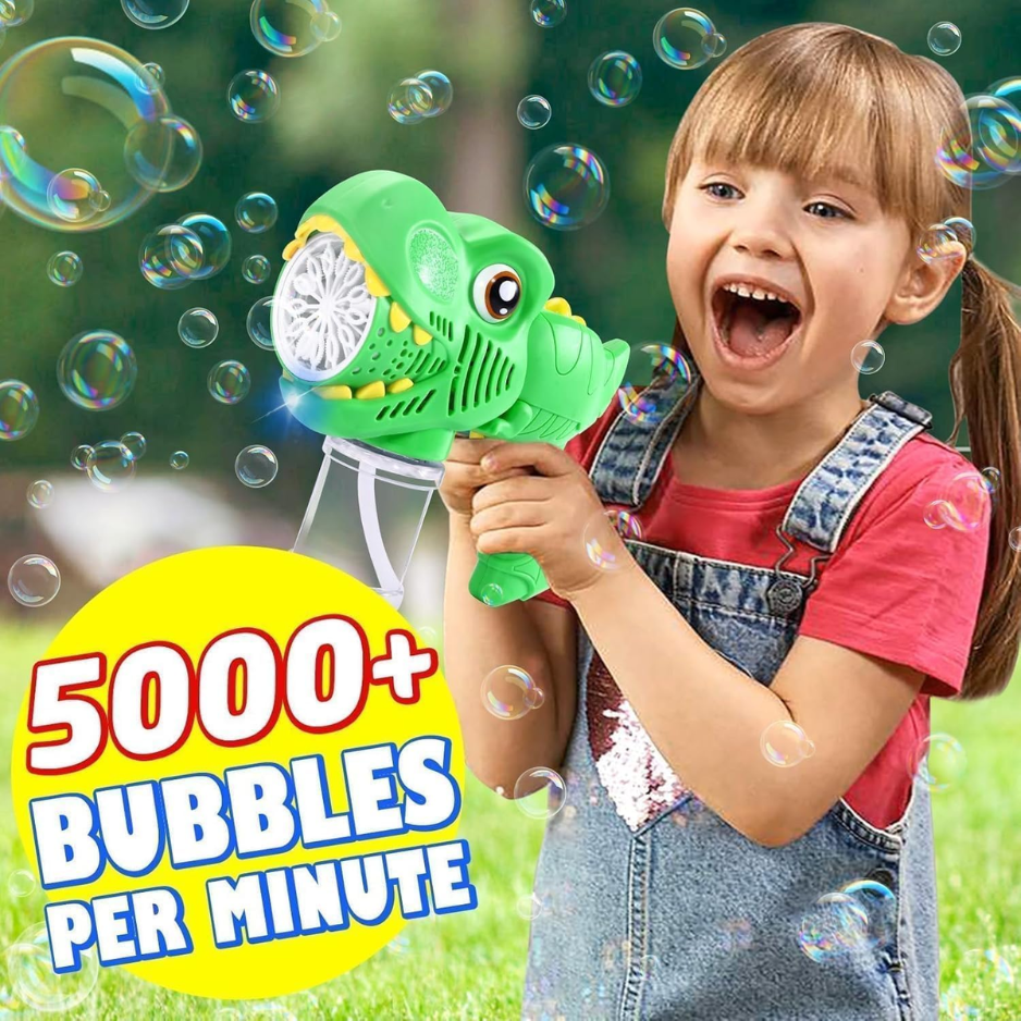 Kids Bubble Gun 2 Pack, Dino Bubble Machine For Boy Girl Toys Gift Automatic 13 Hole With 4 Solutions Bubbles Blower Maker Easter Basket Stuffers — image 5