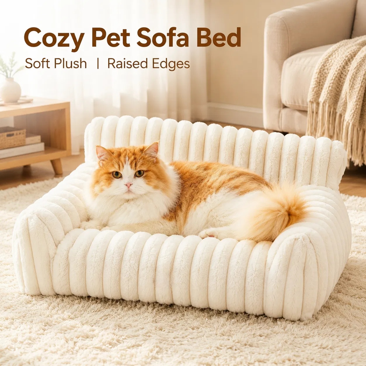 Cama Sofá para Gatos Adorables - Colchones de Pelo Suave con Forro Limpiable y Removible, Cunas de Gatos Fofos para Hogares Modernos — imagen 8