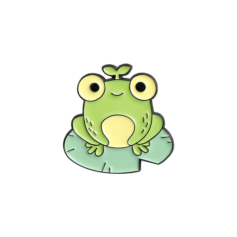 Quack Enamel Pin Custom Frog Lotus Leaf Brooches Bag Lapel Pin Cartoon Animal Badge Jewelry Gift for Kids Friends — image 9