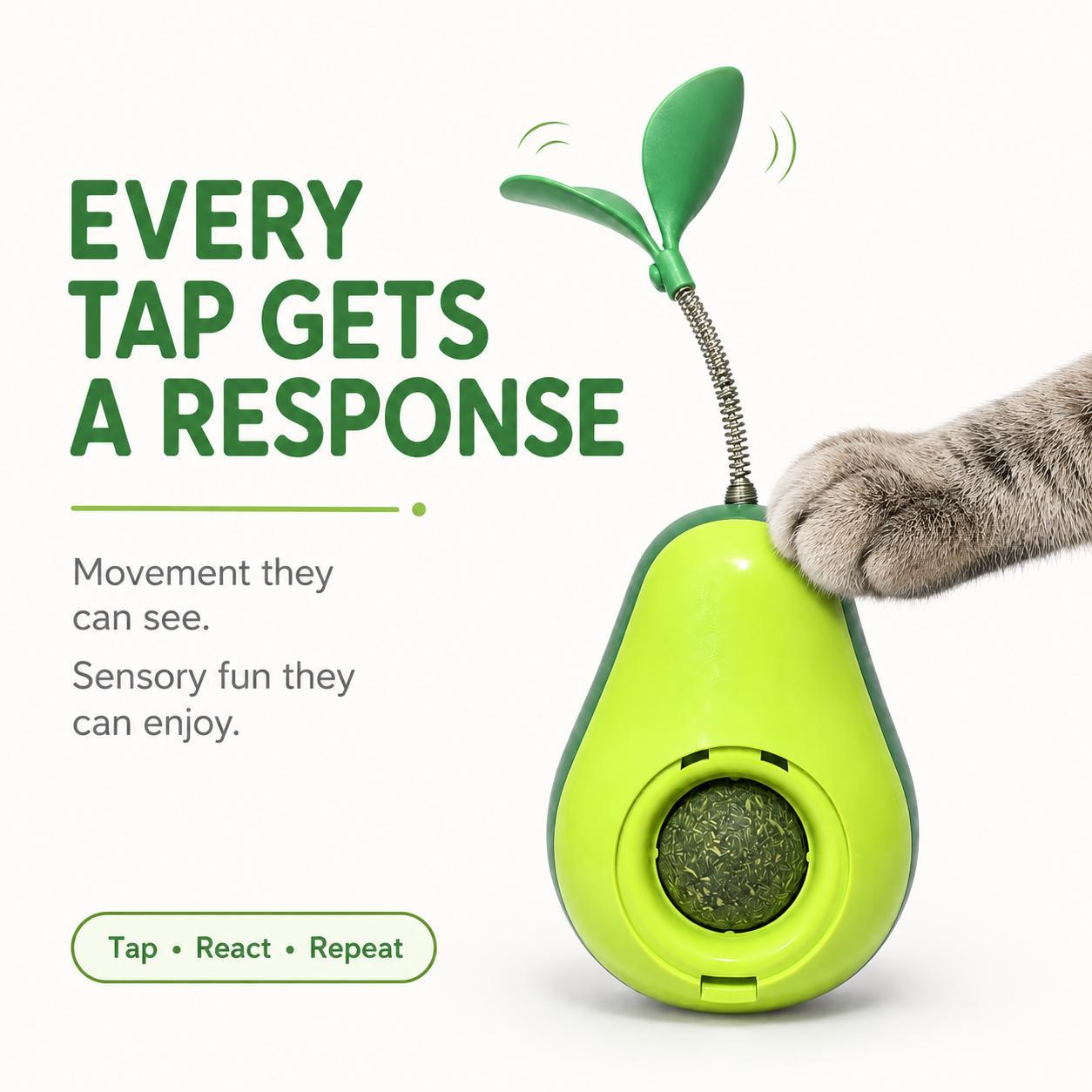 Avocado-Shaped Cat Tumbler Toy Interactive Wobble Toy That Self-Rights Includes Replaceable Feather & Catnip Ball Indoor Toy For Exercise, Entertainment, And Boredom Relief For Kittens — image 1