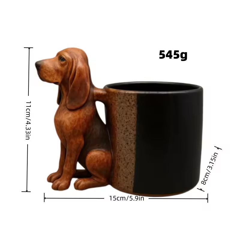 Taza de Dachshund Hecha a Mano en 3D, Taza de Cerámica Creativa con Forma de Animal en 3D, 11 Oz, Taza de Café Única con Diseño de Perro — imagen 13