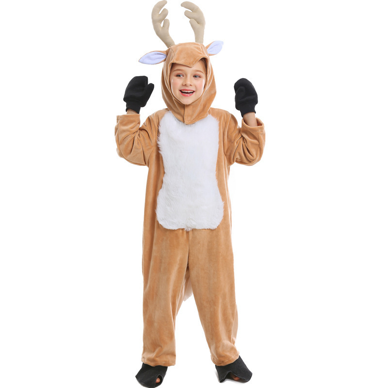 Christmas Unisex Cosplay Animal Costume Deer Reindeer Children's Performance Costume — image 3