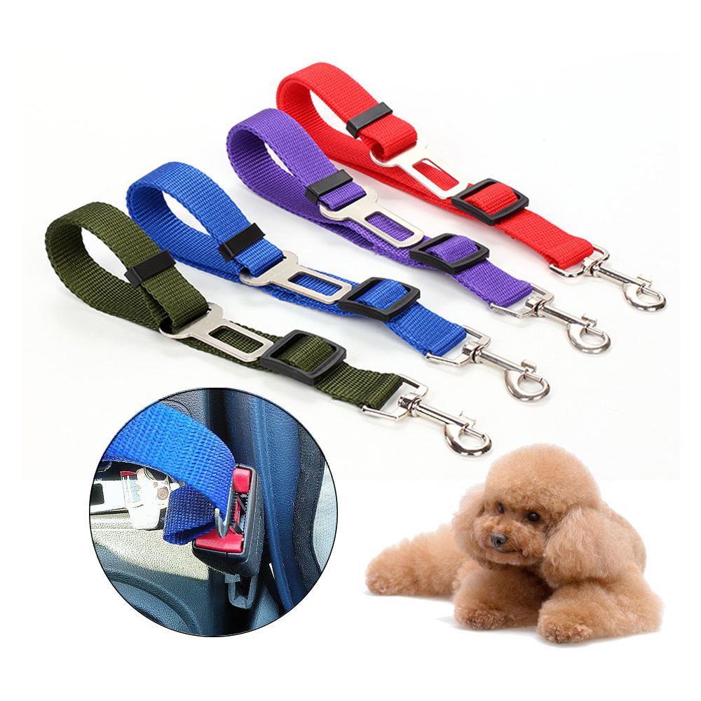 Cinturón de seguridad para mascotas ajustable de nylon para automóvil - Cuerdas para perros y gatos seguras en el asiento del pasajero — imagen 1