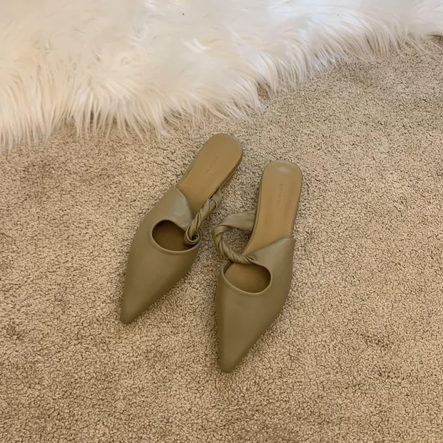New Spring Women's Slippers Pointed Toe Sandals Slippers Flat Casual All-match Sexy Solid Color Women's Mules Slides — image 10