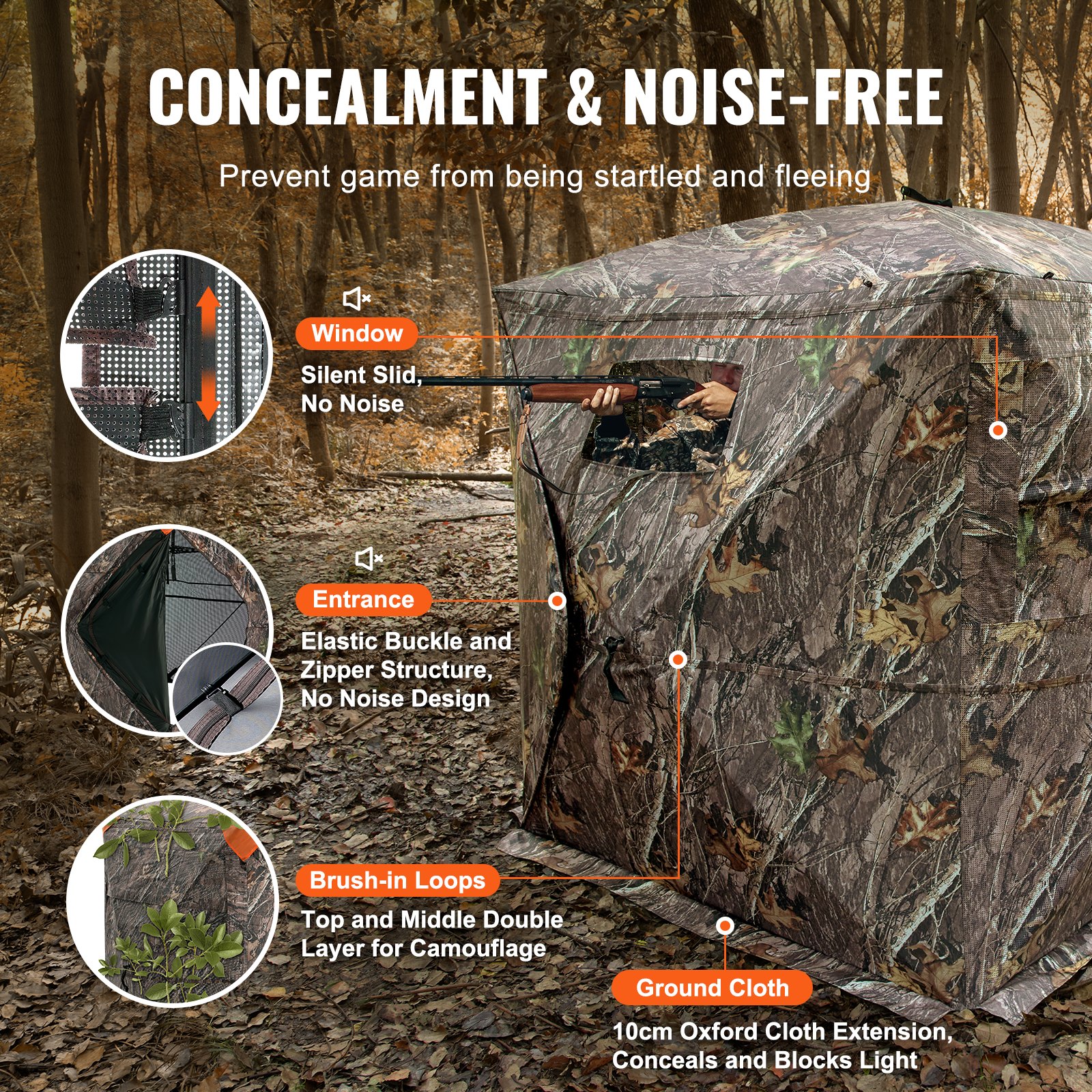 Hunting Blind, 270° See Through Ground Blind, 2-3 Person Pop Up Deer Blind For Hunting With Carrying Bag, Portable Resilient Hunting Tent, One-Way See-Through Mesh For Turkey And Deer Hunting — imagen 4