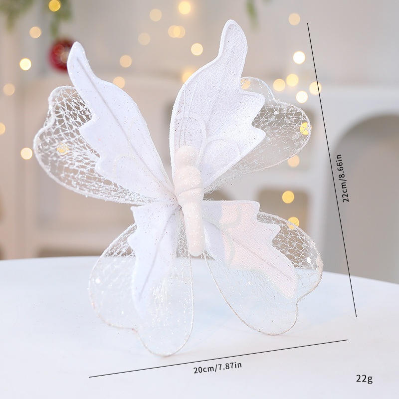 Saintyuan High-Quality Fabric Sequin Gold Powder Artificial Butterfly Ornament Christmas Tree Decoration — image 11