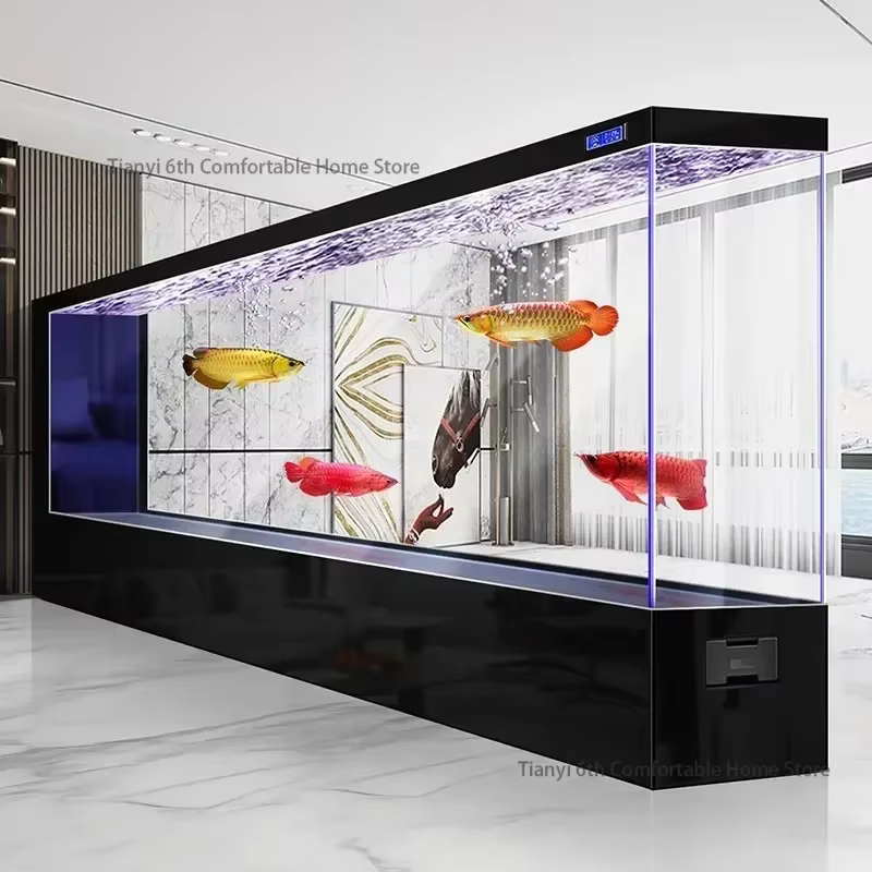 Super Large Transparent Luxury Aquariums Appreciate Originality Design Long Floor-to-ceiling Fishbowl Pet Products すいそう FYFT — image 1