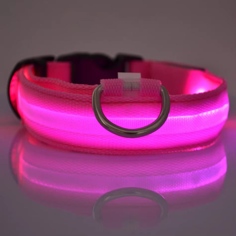 Llave de perro con led y efecto flash de seguridad para noche, nylon brillante fluorescente y luminoso para mascotas caninas — imagen 4