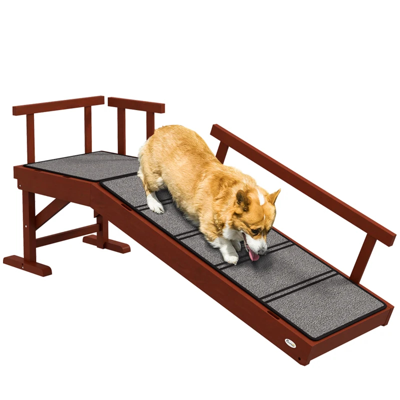 PawHut Wooden Dog Ramp With Removable Guardrails, Non-Slip Surface — imagen 8