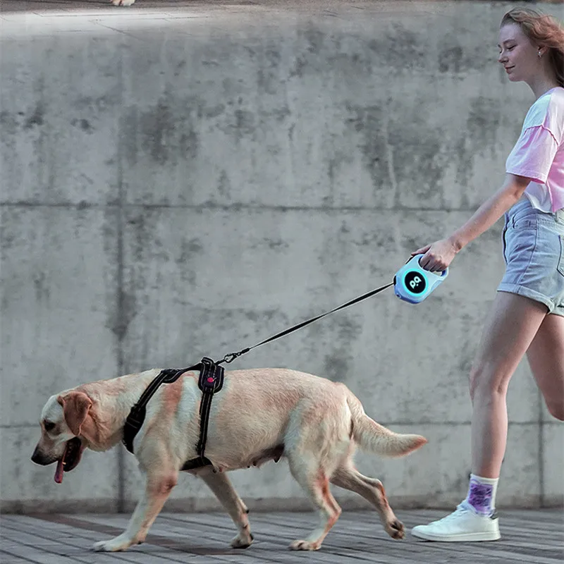 5M Automatic Retractable Dog Leash LED Luminous Leading Light Straps For Small Medium Dog Pet Flexi Walking Running Leashes — image 4