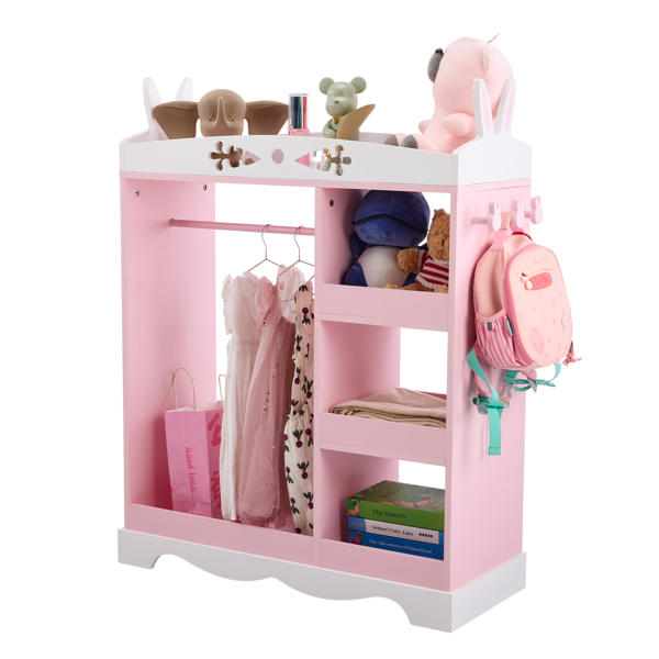 Armario de Conejito Rosado y Blanco: Diseño de Orejas con Espejo y Estantes para Niños — imagen 1