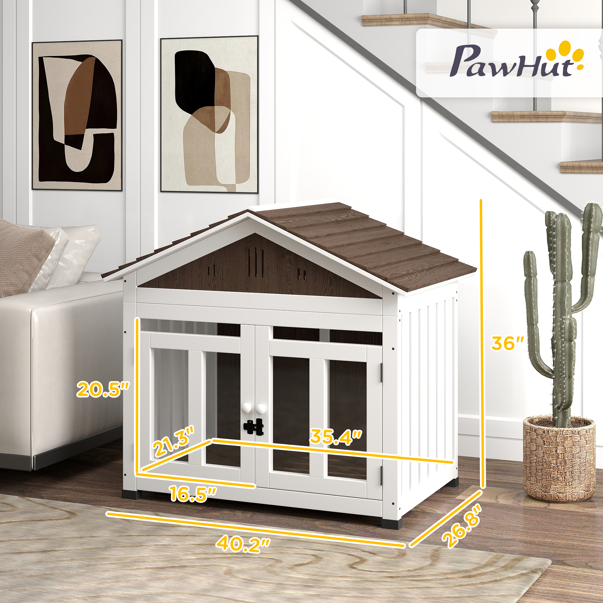 Casa de Perro en Madera L para Pequeños, Medianos y Grandes Perros con Ventilación y Piso Elevable Removible — imagen 5