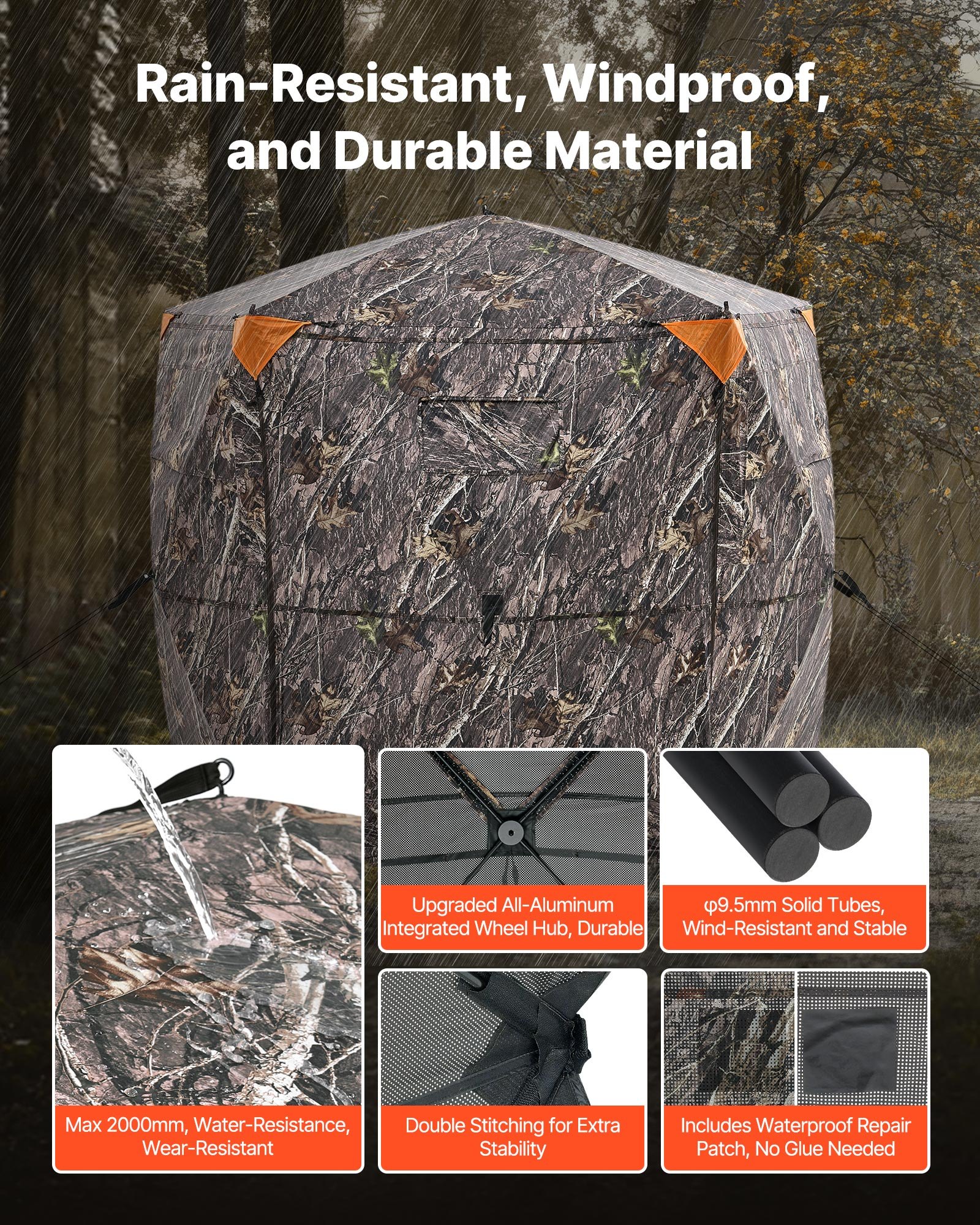 Hunting Blind, 6-7 Person, 288 Degree 5 Side See-Through Ground Blinds With Carrying Bag, Portable Camouflage Tent, Durable Concealed Shelter With Silent Zipper Door And Window, For Turkey Deer — imagen 2