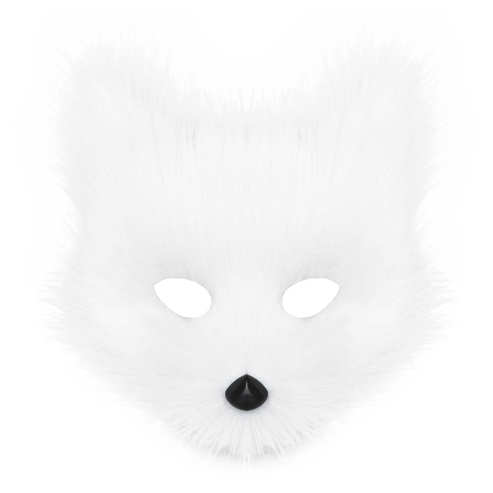 Halloween Party Furry Half-Face Cat Fox Mask Cosplay Cat Face Mask Accessory — image 6