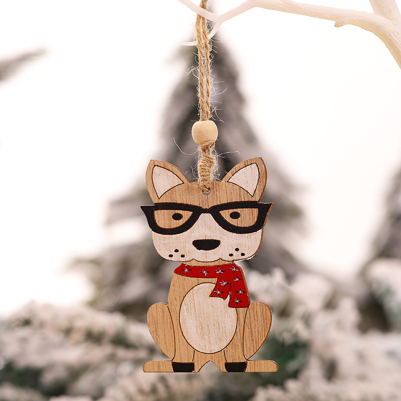 4 Piezas de Adornos Colgantes de Madera con Diseño Creativo de Perro con Gorro Rojo, Decoración para Árbol de Navidad, Feliz Navidad — imagen 4