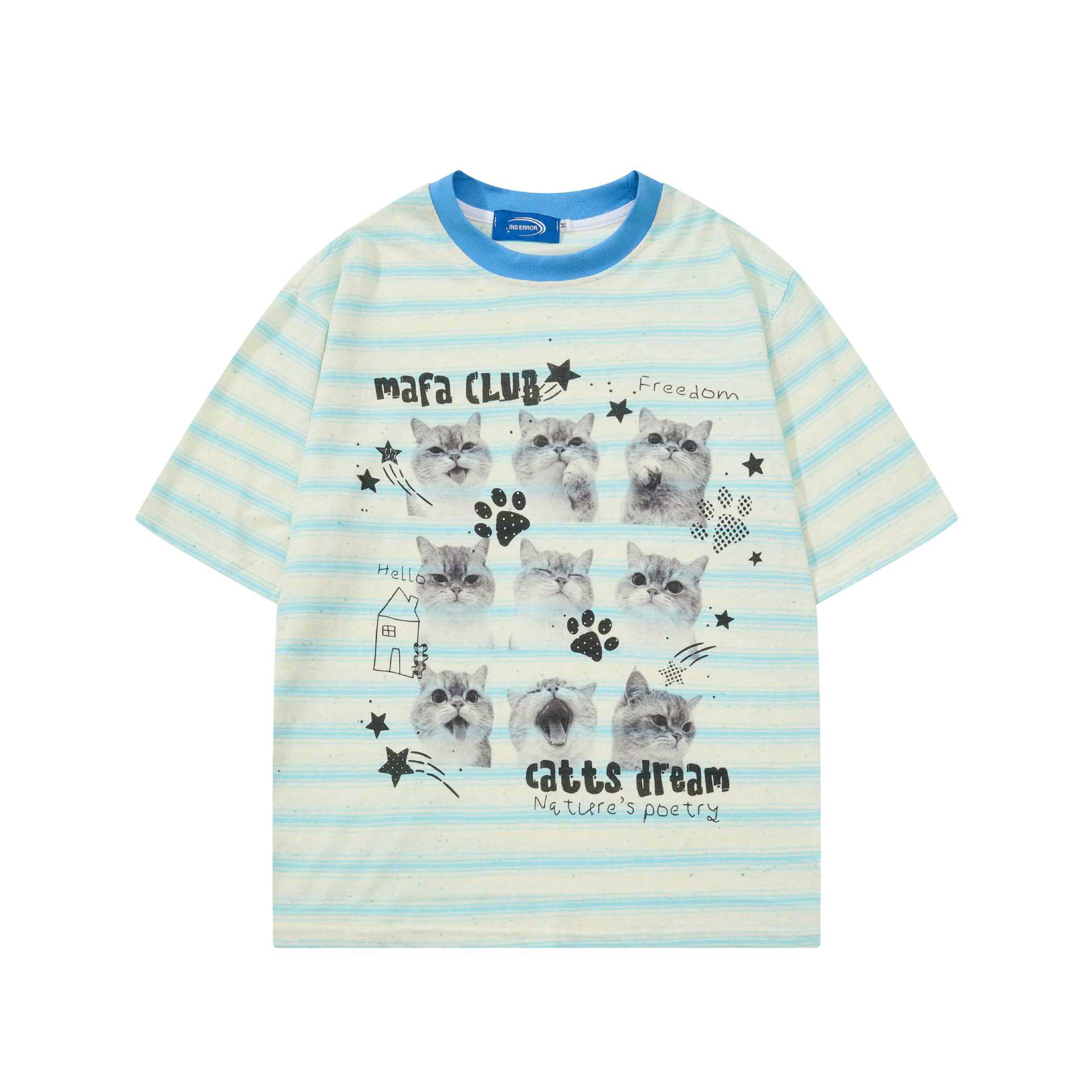 Cat printed striped short sleeved shirt — image 4