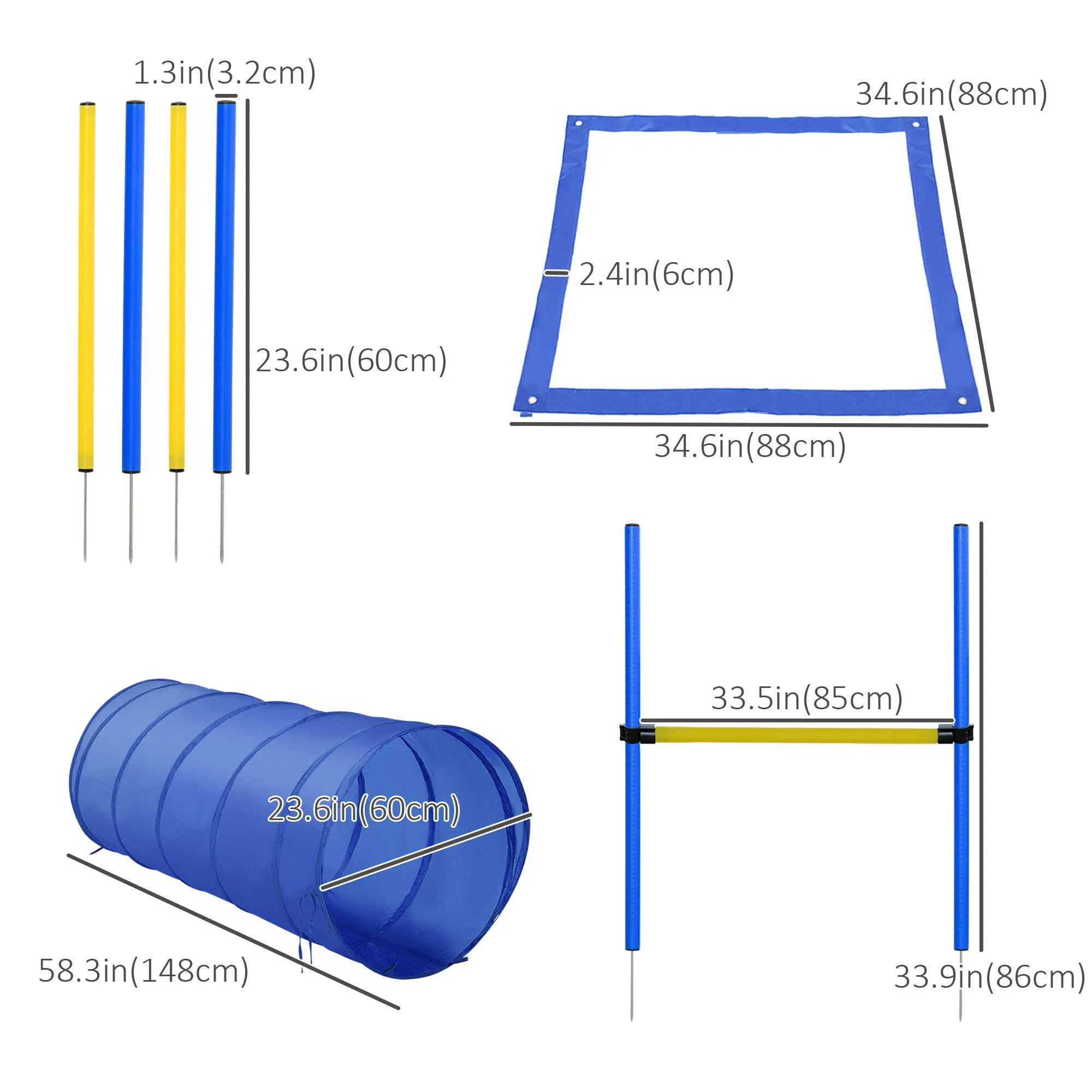 Dog Agility Starter Kit Pet Outdoor Exercise Training Set Tunnel 4 Weave Poles High Jumper — image 5