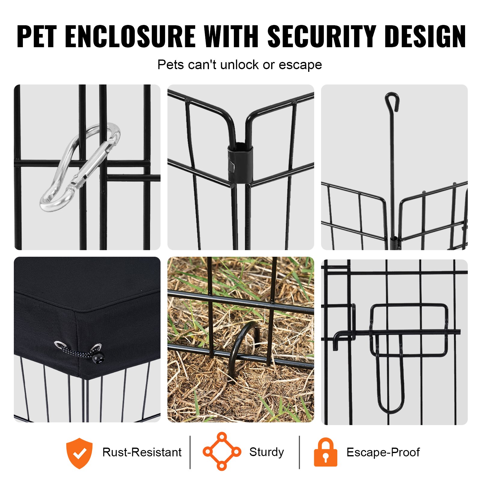 Dog Playpen 8 Panels Foldable Metal Dog Exercise Pen With Pad Cover 30"H — image 4
